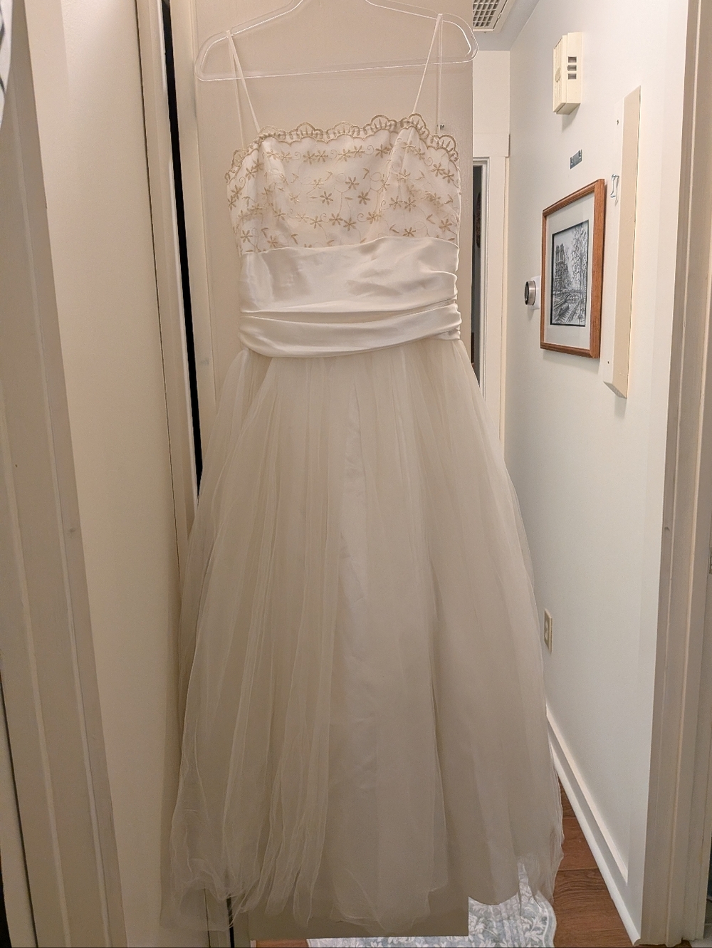 Fiesta Vintage Strapless Ivory Tulle Wedding Engagement Elopement Dress XL
